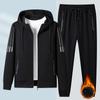 Men's Sets Jacket + Pant Warm Fur Winter Sweatshirt Cashmere Tracksuit Fleece Thick Casual Hoodies Set