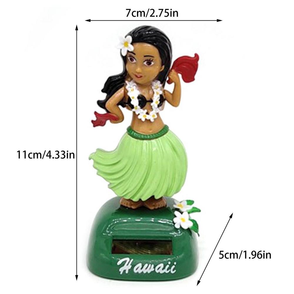 Hawaii Dashboard Bobblehead Ornament Solar Powered Dancing Shaking Head Doll Funny Hulagirl Cartoon Decor Car Accessory