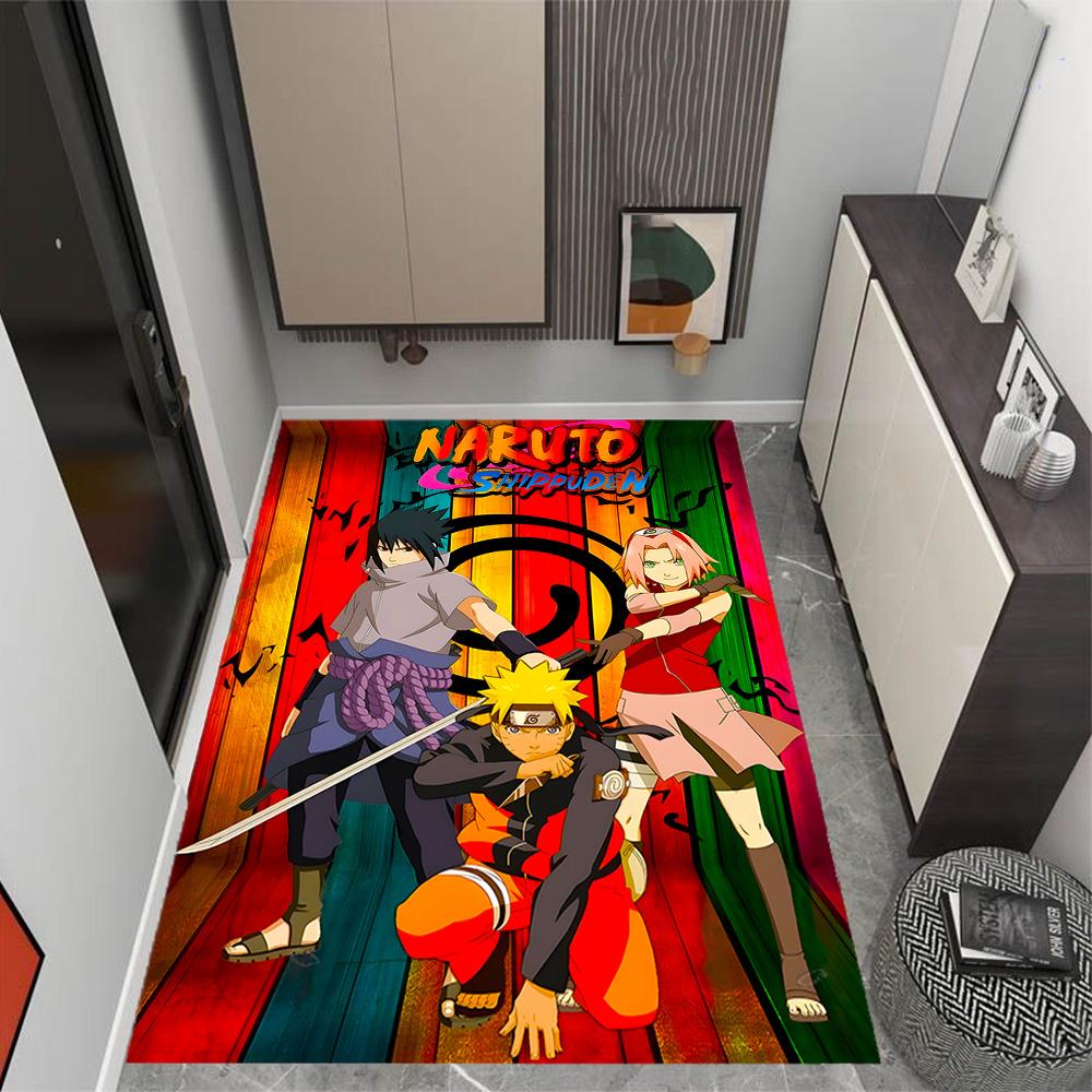 Naruto: Team Bonding Adventure Themed Anti-Slip Rugs - Polyester Home Decor, Suitable for Bedrooms, Living Rooms, Doorways, Studios, and Decorations
