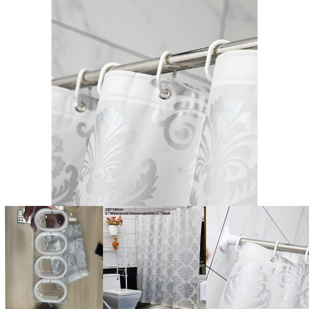 European Style Waterproof Peva Shower Curtain With Geometric Abstract Pattern For Bathroom Decor And Gift