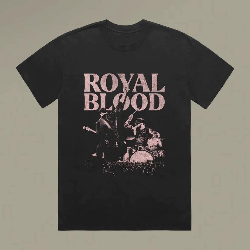 Винтажная черная футболка унисекс с принтом группы Royal Blood Live In Concert OM789