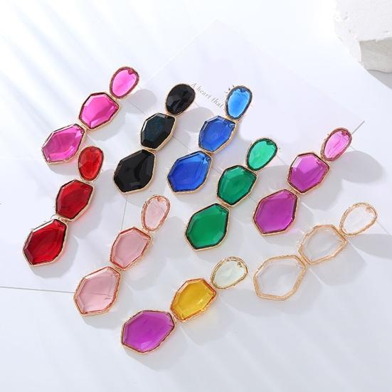 1 пара женских длинных сережек из смолы неправильной геометрической формы, висячие многослойные гладкие гальванические серьги