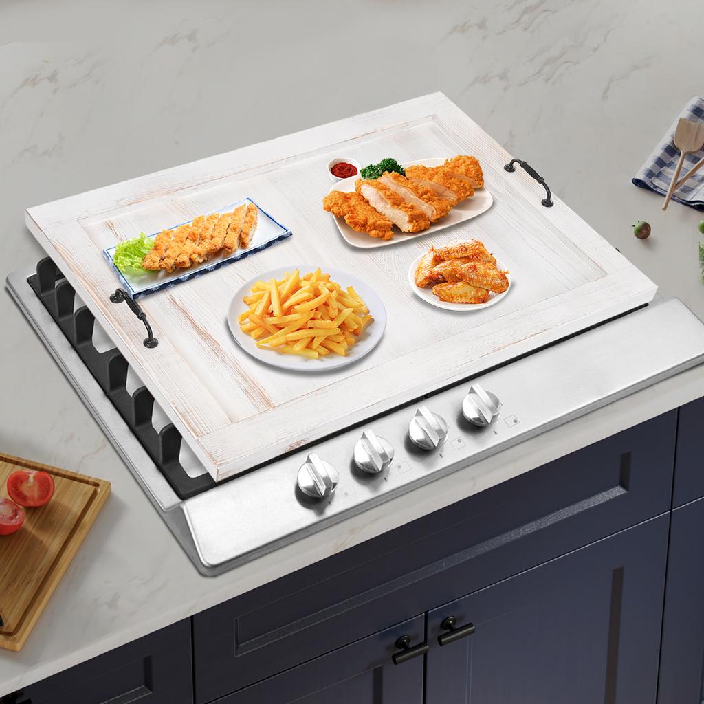 Noodle Board Stovetop Cover - Kitchen Serving Tray W/ Handles (44lbs Load Capacity) - Countertop Protector & Party Serving Board