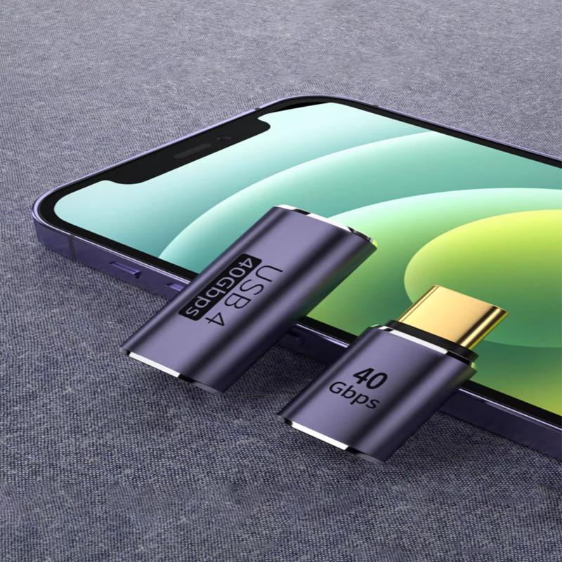 1 шт. USB 4.0 PD 240 Вт 8K 60 Гц Разъем-адаптер для зарядки Macbook 40 Гбит/с Высокоскоростной USB C OTG Прямой угол U-образной формы Male to Female