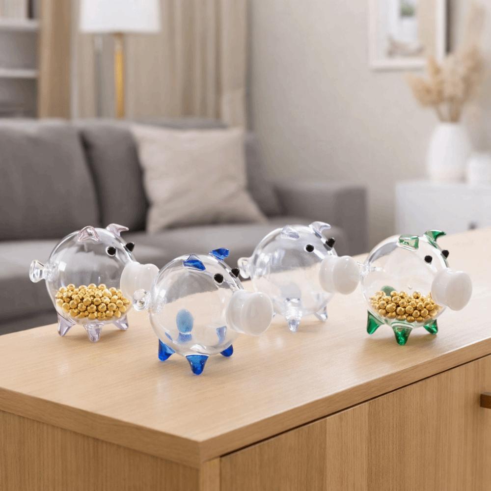 Visible Pig Shape Piggy Bank Cartoon Golden Beans Container Delicate Piggy Money Bank  Home Decor
