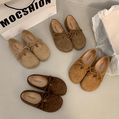 Весна 2025 г. Новые модные универсальные туфли с бантом, однотонные, с плоской подошвой, на одной педали, на низком каблуке, повседневные туфли Doudou