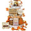 Owis Fall Tiered Tray Decorations Set For Thanksgiving, Pumpkin Truck Wooden Tabletop Decor