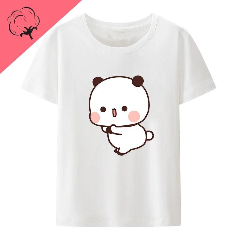 Милый Бубу бросает шлепанцы в Дуду, так как он дразнит Бубу Футболки с медведем Футболка Kawaii WoУнисекс Одежда Топы унисекс Футболки с рисунком