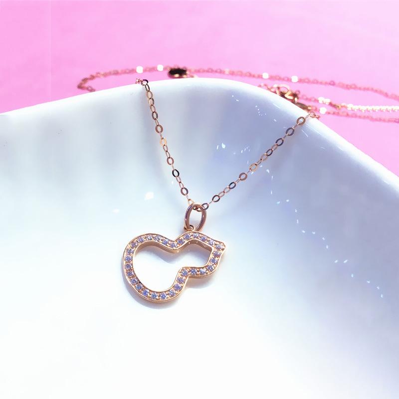 Purple Gold Gourd Diamond Pendant Femininity Design Colored Gold Rose Gold Clavicle Chain