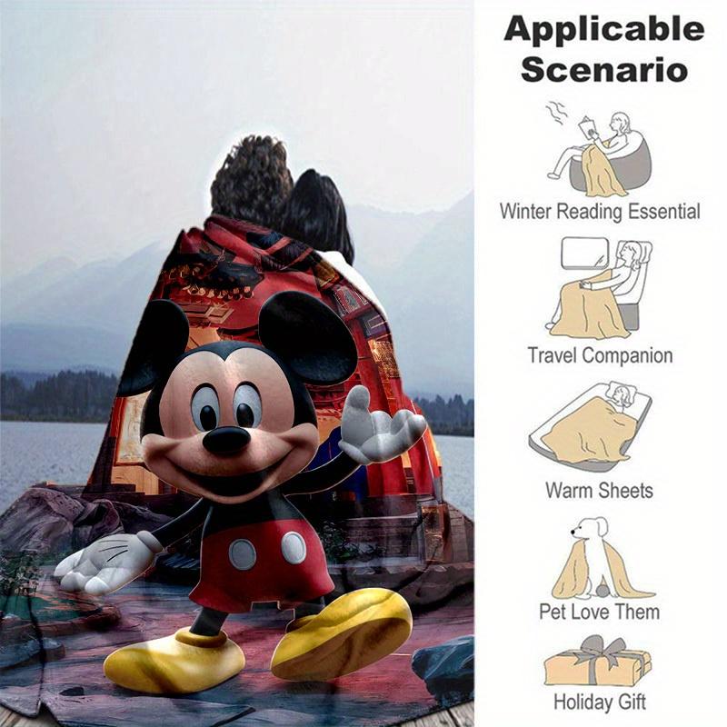 1PC Mickey Mouse Cartoon Blanket - Seasonal Universal, Home Decoration, Throw Blanket, Soft Flannel Throw Blanket - Versatile & Cozy for Bed