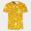 Summer Fashion New 3D Golden Light Digital Printing Round Neck Short-sleeved Men's Casual Hot-shirt Quick-drying T-shirt