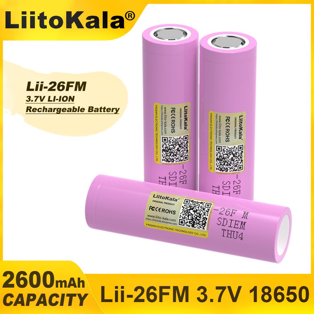 LiitoKala 3.7V 18650 2600mAh ICR18650-26FM литиевая батарея перезаряжаемая батарея для электроинструмента