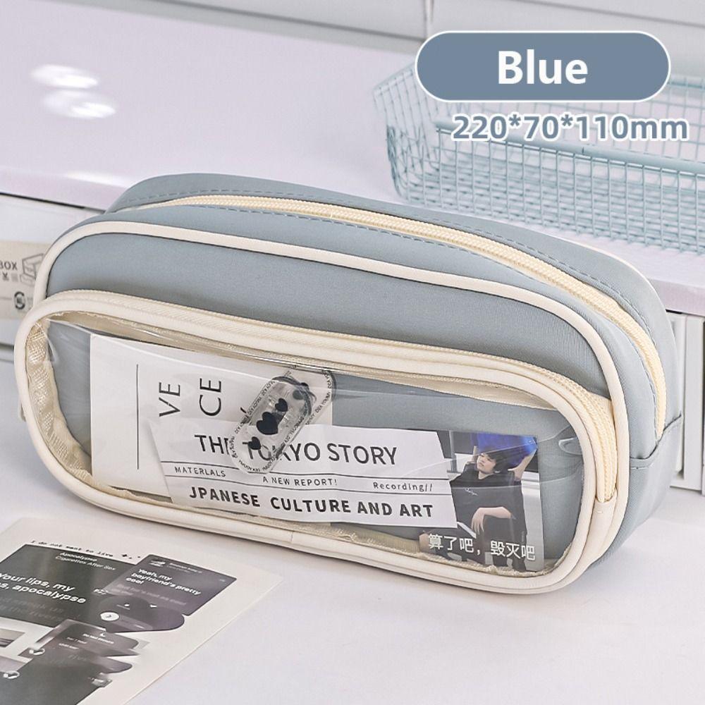 Dirt-resistant Pencil Case Double Layer Stationery Organizer Portable Pen Box  School Office