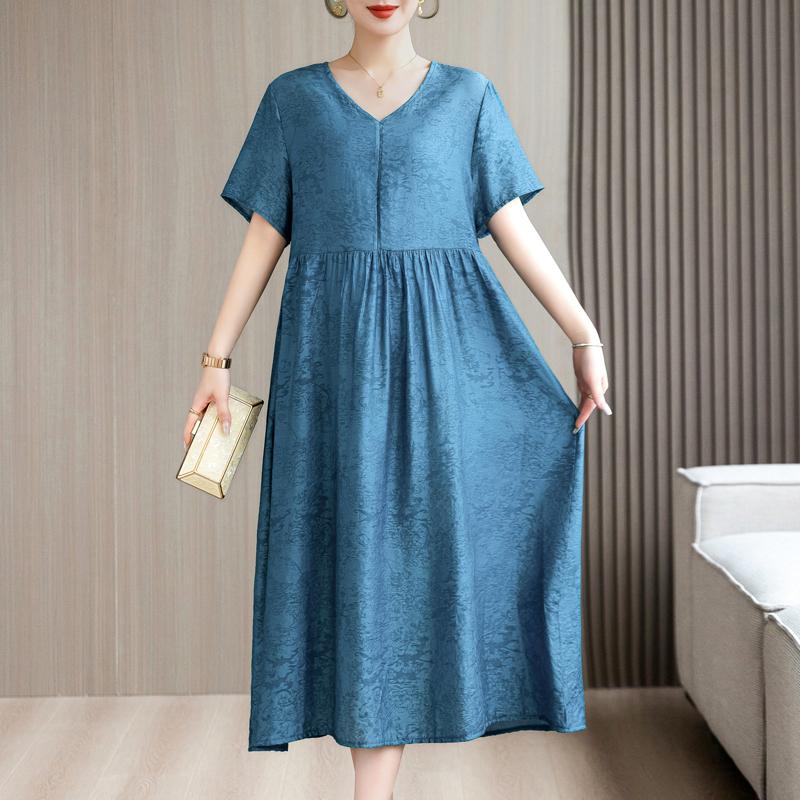 Элегантные платья для женщин, повседневные летние длинные платья больших размеров с короткими рукавами, женская винтажная женская одежда среднего возраста