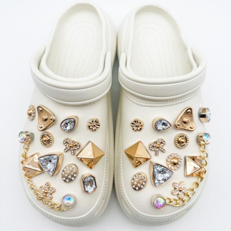 Роскошный дизайнерский брелок для обуви Crocs DIY Винтажные металлические стразы Украшения для обуви Пряжка для Croc Брелоки Аксессуары для обуви