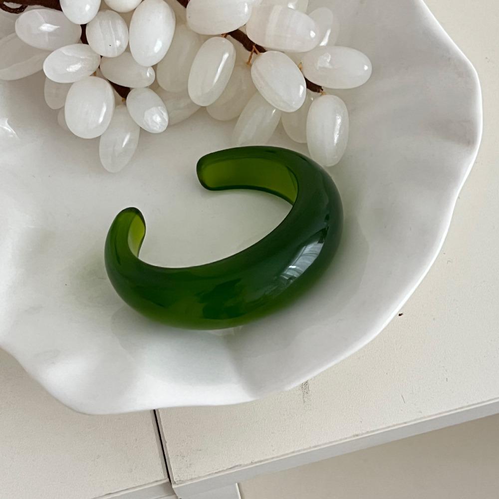 Зеленый широкий браслет-манжета, прозрачное ретро-кольцо для руки, милый акриловый открытый браслет для женщин