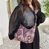 Women Ethnic Crossbody Bag Canvas Shoulder Bag with Adjustable Strap Multicolor Hobo