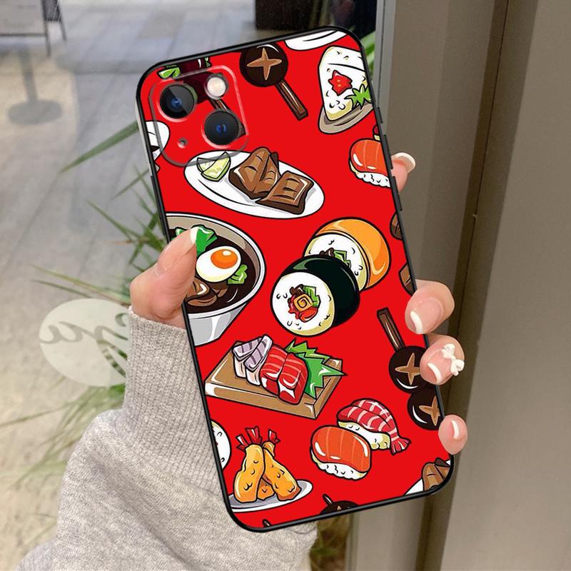 Японский чехол для еды суши для iPhone 17 Air 16 15 14 13 11 12 Pro Max Plus 12 13 Mini 16e 17 Pro Max Задняя крышка