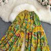 Summer Bohemian Vacation Beach Pants Elegant High Elastic Waist Wide Leg Printed Trouser Casual Flare Fladas New Fashion