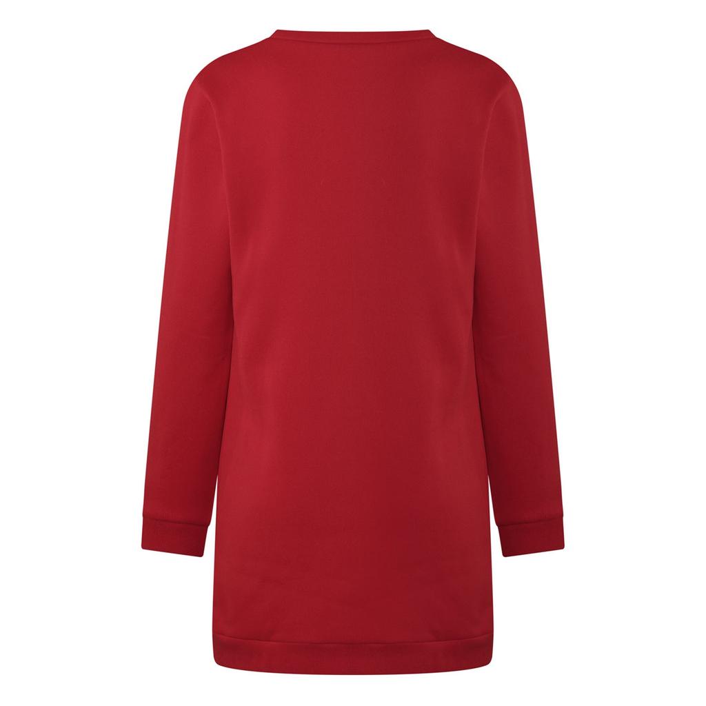 Женское и зимнее платье-свитер с круглым вырезом и длинными рукавами