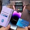 Strap Lanyard Cord Leather Wallet Phone Case For iPhone 15 14 13 12 11 Pro XS Max XR X SE2022 8 7 Plus Flip Card Slot Back Cover