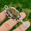 925 Sterling Silver Oval Natural Rhyolite Ethnic Handcrafted New Pendant Jewelry