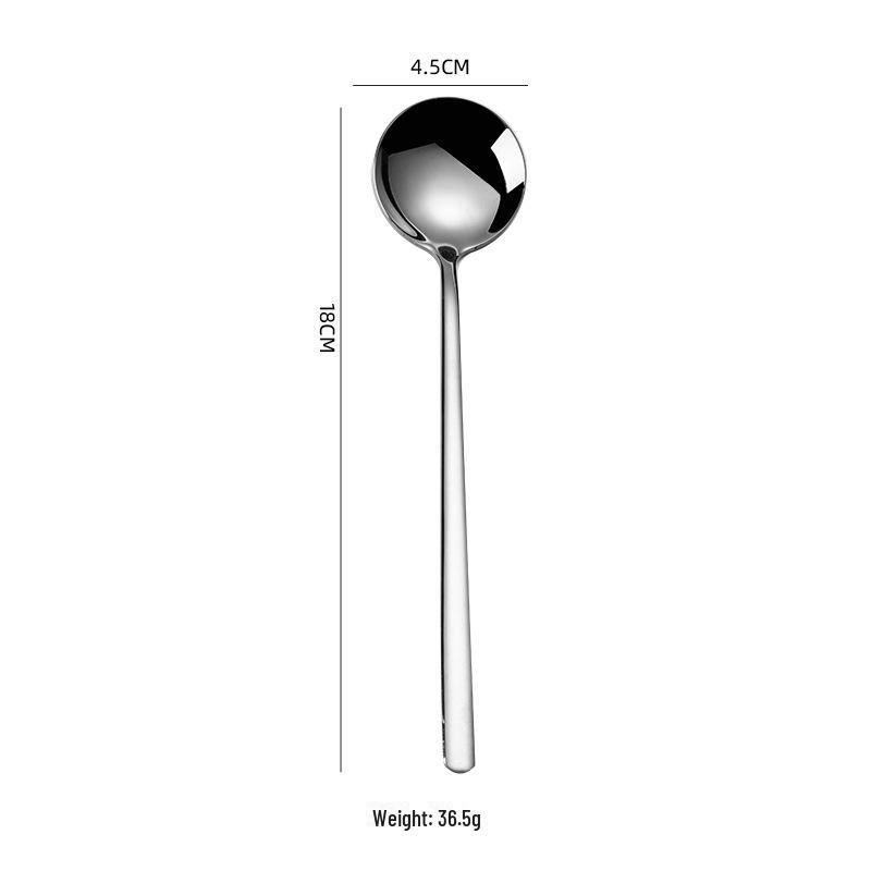 Korean Gold 304 Stainless Steel Round Spoon – Long Handle Bibimbap & Dessert Spoon