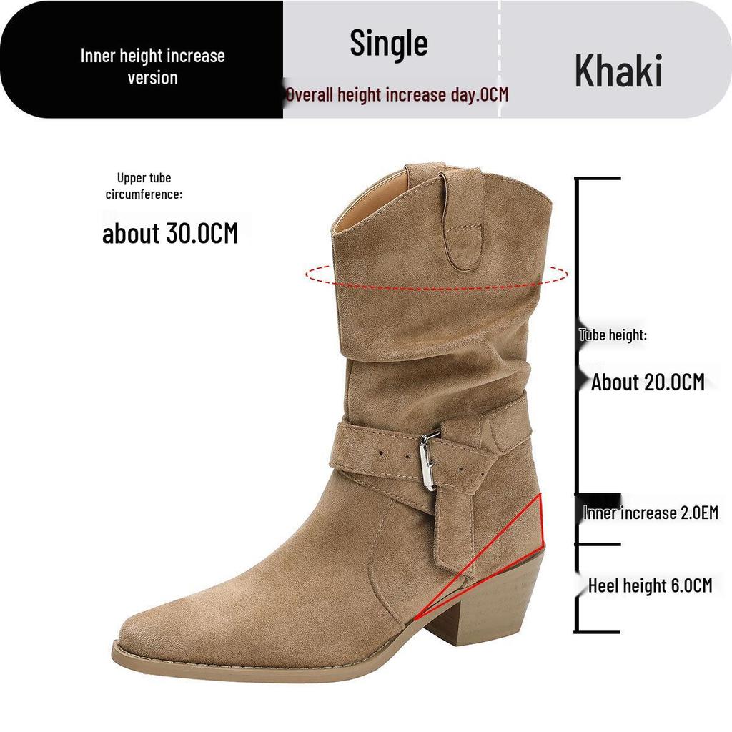 Women's Hidden Heel Western Chunky Ankle Boots - Autumn/Winter 2025 British Style Slimming Martin Boots