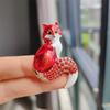 Personalized Retro Oil Drip Diamond Set Little Fox Brooch Colored Rhinestone Animal Pin Corsage