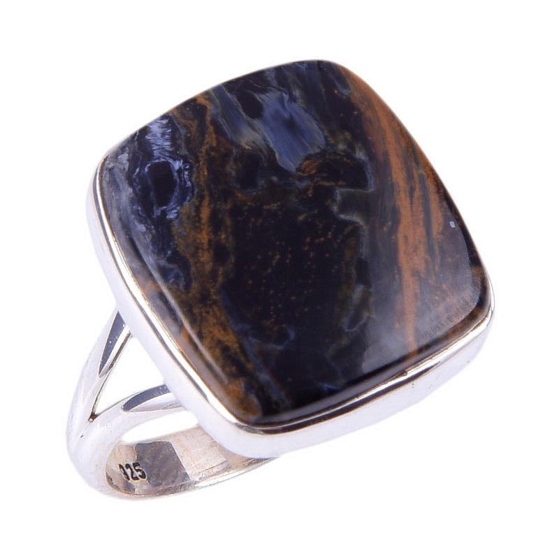 Кольцо из стерлингового серебра 925 пробы с натуральным драгоценным камнем Питерсит ручной работы, размер 8 d6H33