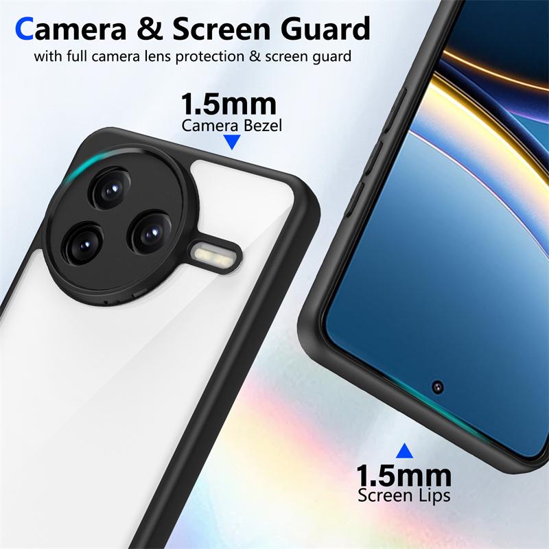 Чехол для Xiaomi Poco F7 Pro Прозрачный Противоударный Жесткий ПК Задняя Крышка для Poco F7 Ultra PocoF7 Pro F7Pro Мягкая Рамка Защитный Чехол