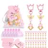 Baby Shower Angel Keychains Pink Baptism Favors With Thank You Card Pink Baby Girl Angel Charm Guest Favors Bulk For Birthday