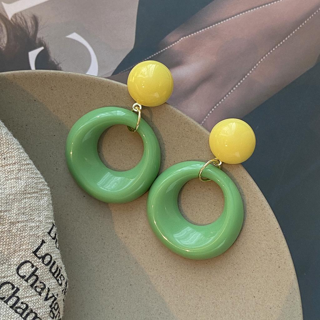 Summer Sweetheart Dopamine Color Circle Earrings Sweet Small Fresh Acrylic Niche Holiday Earrings