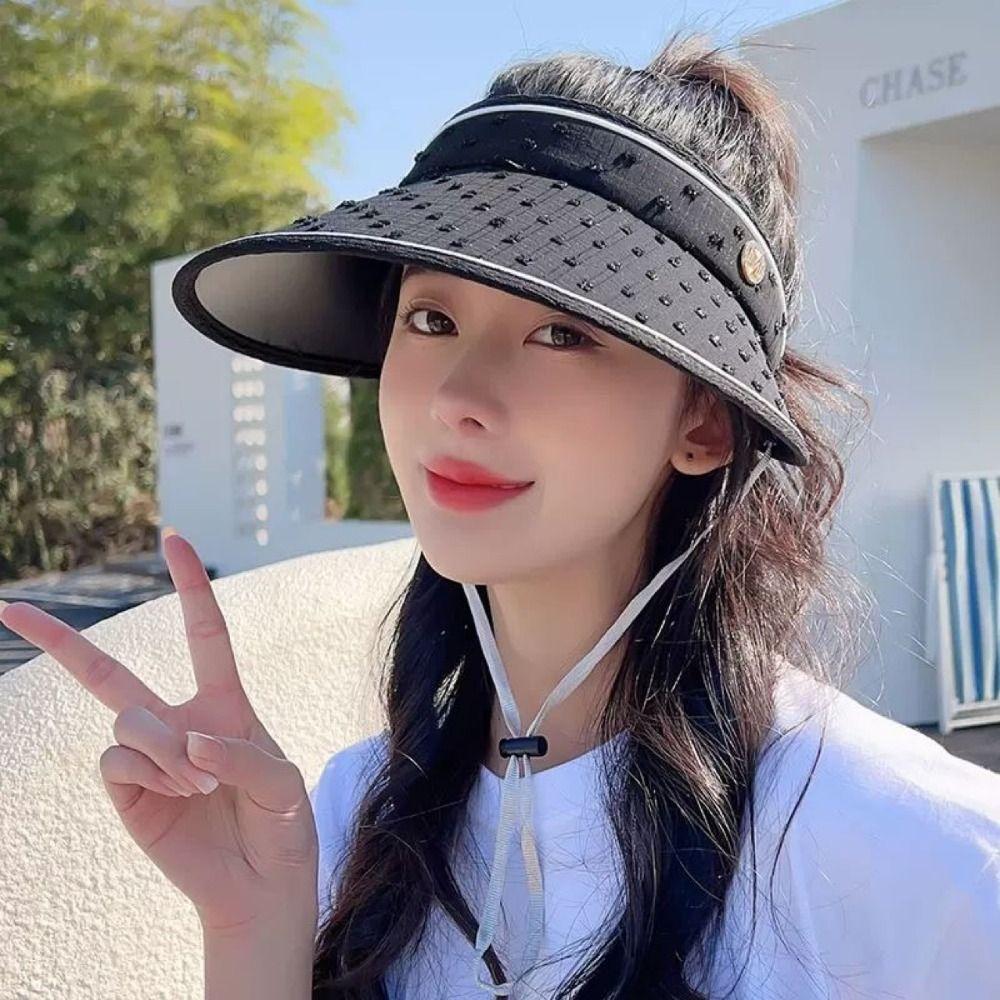UV Protection Sunshade Hat Adjustable Sun Visor Hat New Ponytail Hat Women