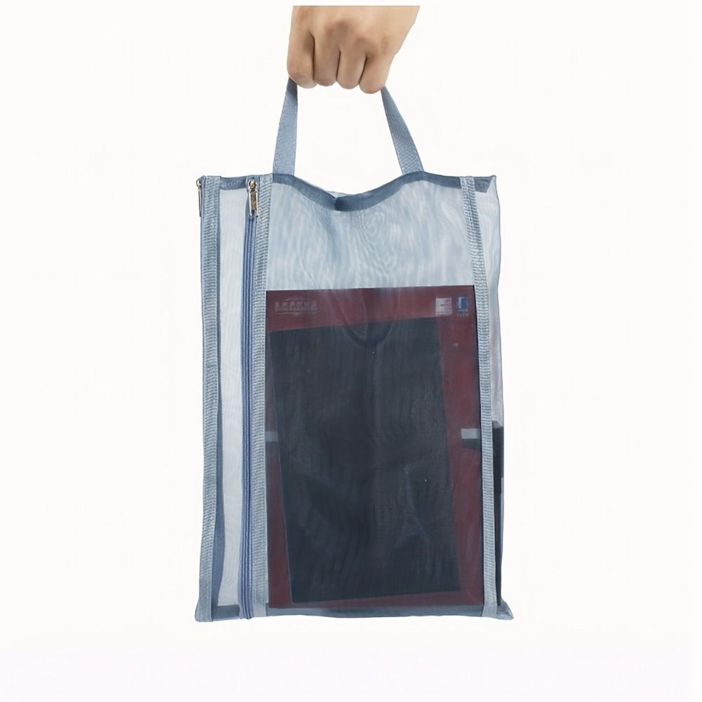 Simple Mesh Zipper Pouch Subject ID Card Storage Handbag Stationery Organizer Pouch Student Gift