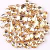 50pcs/Bag Glitter Mixed Shape Sew On Glass Rhinestone Gold Claw Crystal Buckle Diy Wedding Decoration Accessories