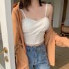 Женский топ-топ на бретельках, однотонный тонкий жилет