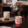 Retro Ins Style Creative Mug Ceramic Rouge High-end Home Office Drinking Water Cup Couple Pair of Cup