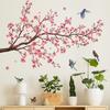 2 Sheets/Set Flower Tree Wall Sticker Pink Blossom Bird Waterproof PVC Removable Living Room Bedroom Modern Wall Art Decoration Decal
