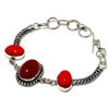 Ювелирный браслет с сердоликом и красным кораллом 925 пробы, посеребренный, 6–8 дюймов