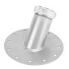 45 Degree Fuel Cell Filler Neck with 12 Bolt Steel Base Aluminum Cap 1.5in Inner Diameter Silver