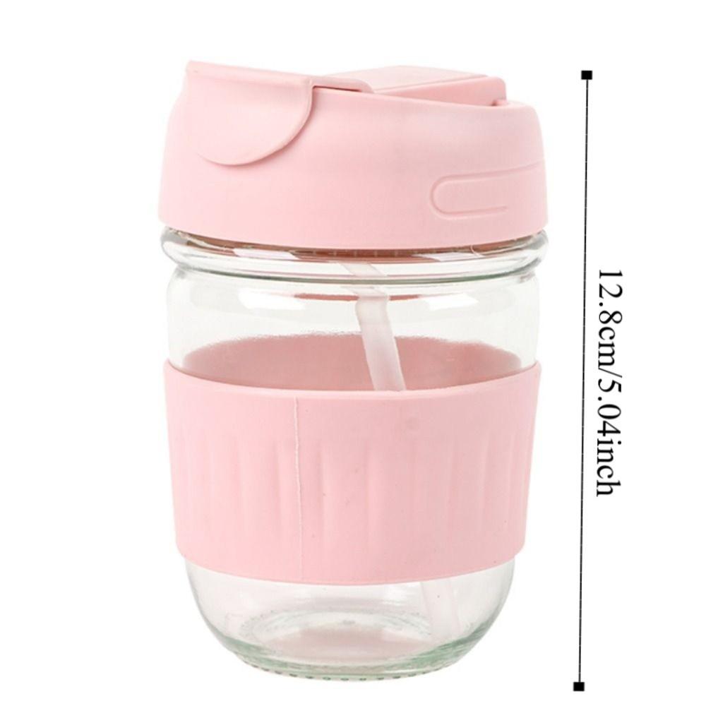 10 шт. С крышкой Полосатая кофейная стеклянная чашка соломкой Стеклянная бутылка для воды Дорожные аксессуары