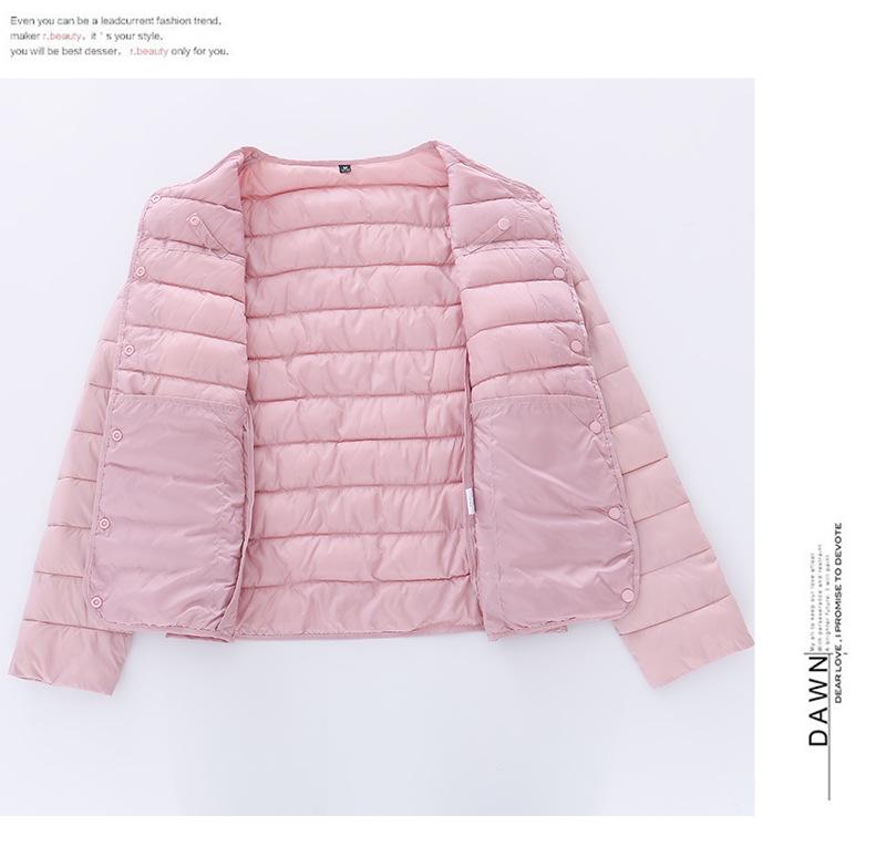 2025 Women's Lightweight Down Jacket: Short Style, Two-Way Round/V-Neck, Perfect for Autumn & Winter