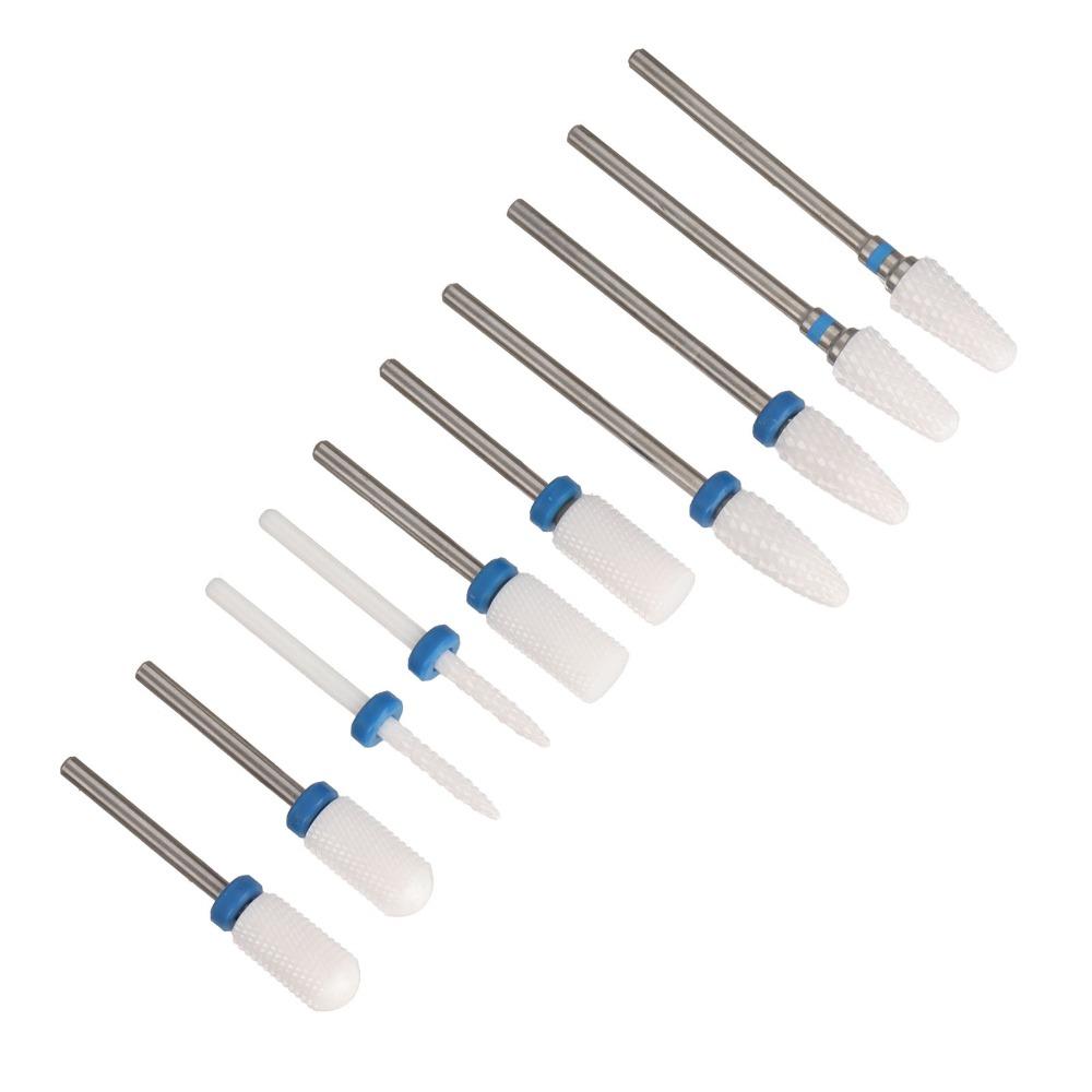 10pcs Ceramic Ceramic Nail Drill Bit Set Nail Surface Polishing And Shaping