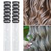 12Pcs Wig Clip-in Metallic Extensions Deep Purple Glitter Lightweight 20 Inch Long Wig Easy Attach Hair Extensions