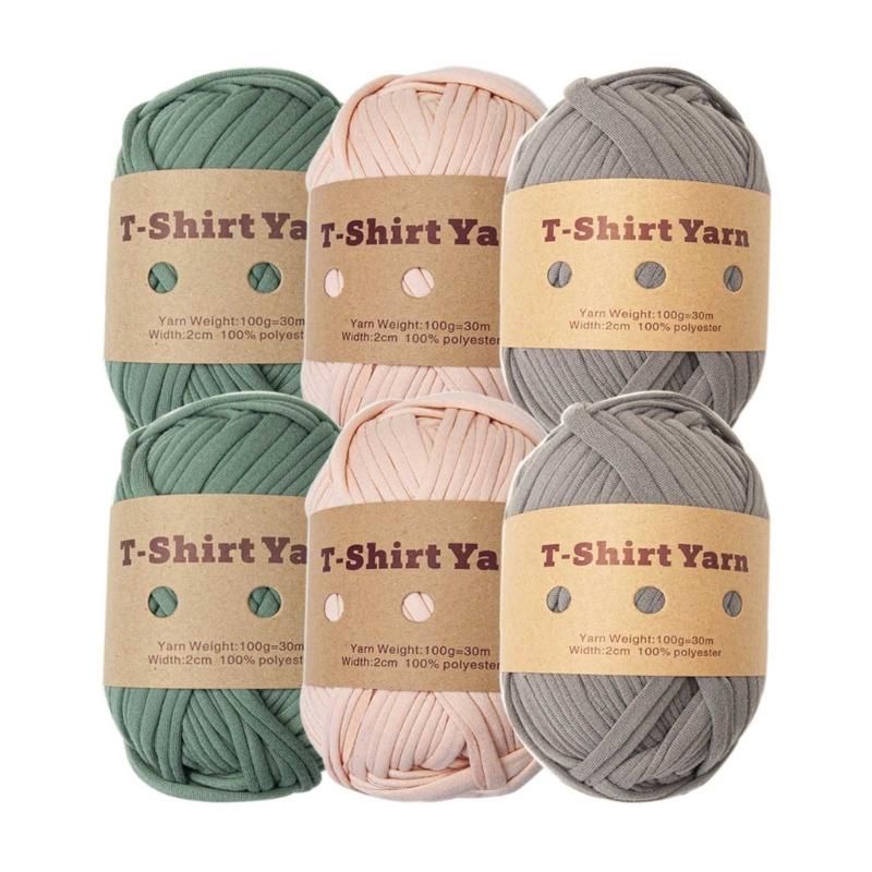 6 шт. Трикотажная пряжа Эластичная ткань Пряжа для вязания крючком для DIY вязания, Пряжа-спагетти Толстая пряжа для ручного вязания сумки