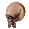Ribbon Bowknot Decor Straw Hat Round Dome Solid Color Folding Women Big Brim Sunscreen Travel Hat Fashion Accessories