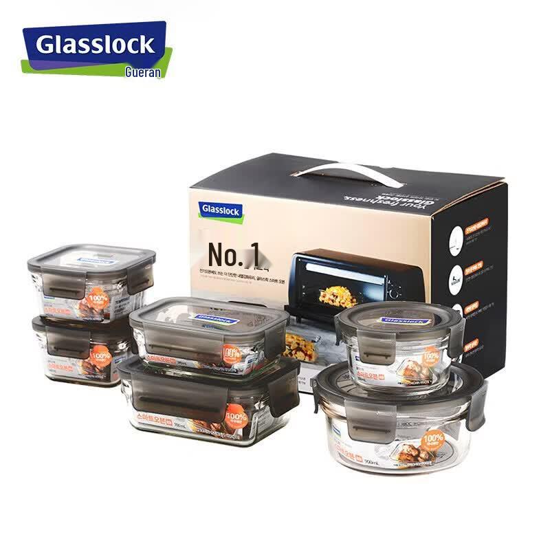 Набор контейнеров для хранения продуктов из закаленного стекла GLASSLOCK - 6 шт.