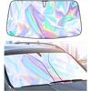Sunshade Car Front Windshield Titanium Silver Sun Shade Iridescent Foldable Sun Shield Cover Block UV Rays Reflector Shield Large 145x80cm