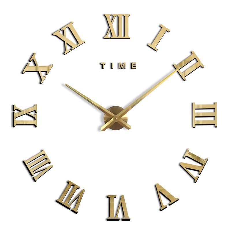 Extra 3d Diy Large Roman Numerals Luxury Mirror Wall Sticker Clock Home Decor